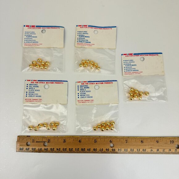 5 Packs Vtg Westrim Crafts 8mm Plated Gold Colored Beads Made in USA Prop READ - Picture 4 of 8